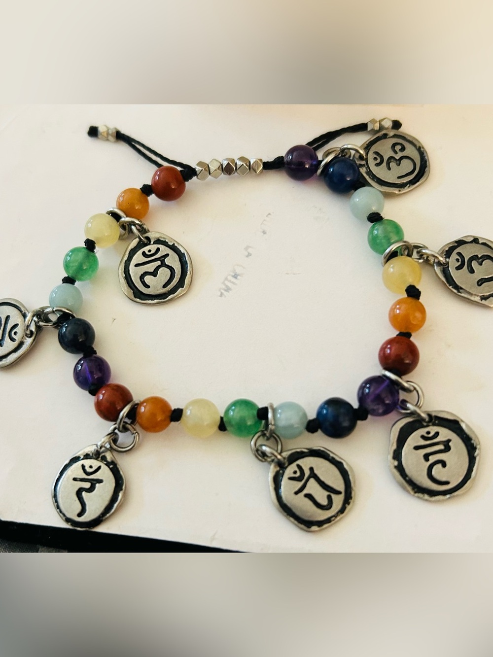 Multicolor Chakra Bead Charm Bracelet - vintage